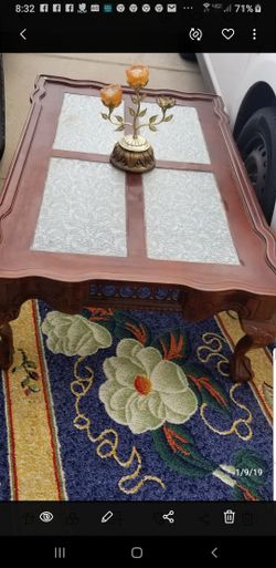 BEAUTIFUL VINTAGE TABLE GLASS AND WOOD EAGLE LEGS