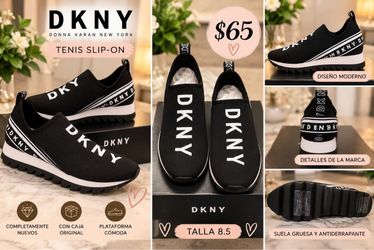 Tenis slip-on modernos y con plataforma cómoda de la marca DKNY (Donna Karan New York).