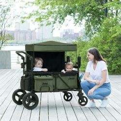 Jeep Wrangler Deluxe Stroller Wagon + Accessories Black/Green $249.99
