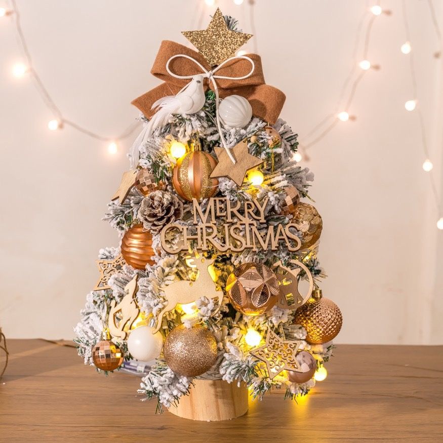 17” Tabletop Golden Christmas Tree W/ Lights Christmas Decorations