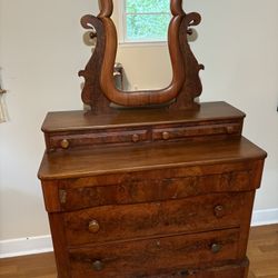 Mid 1800's Empire Dresser With Handcrafted Mirror