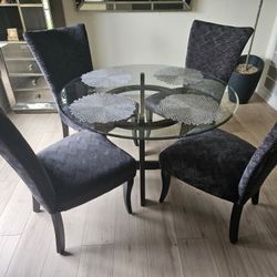 Dining Set-Glass Table (45") & 4 Dining Chairs