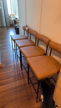 Faux Leather Bar Stool Chairs Qty:4