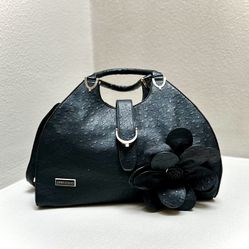 Jimmy Choo Black Ostrich-Embossed Bag