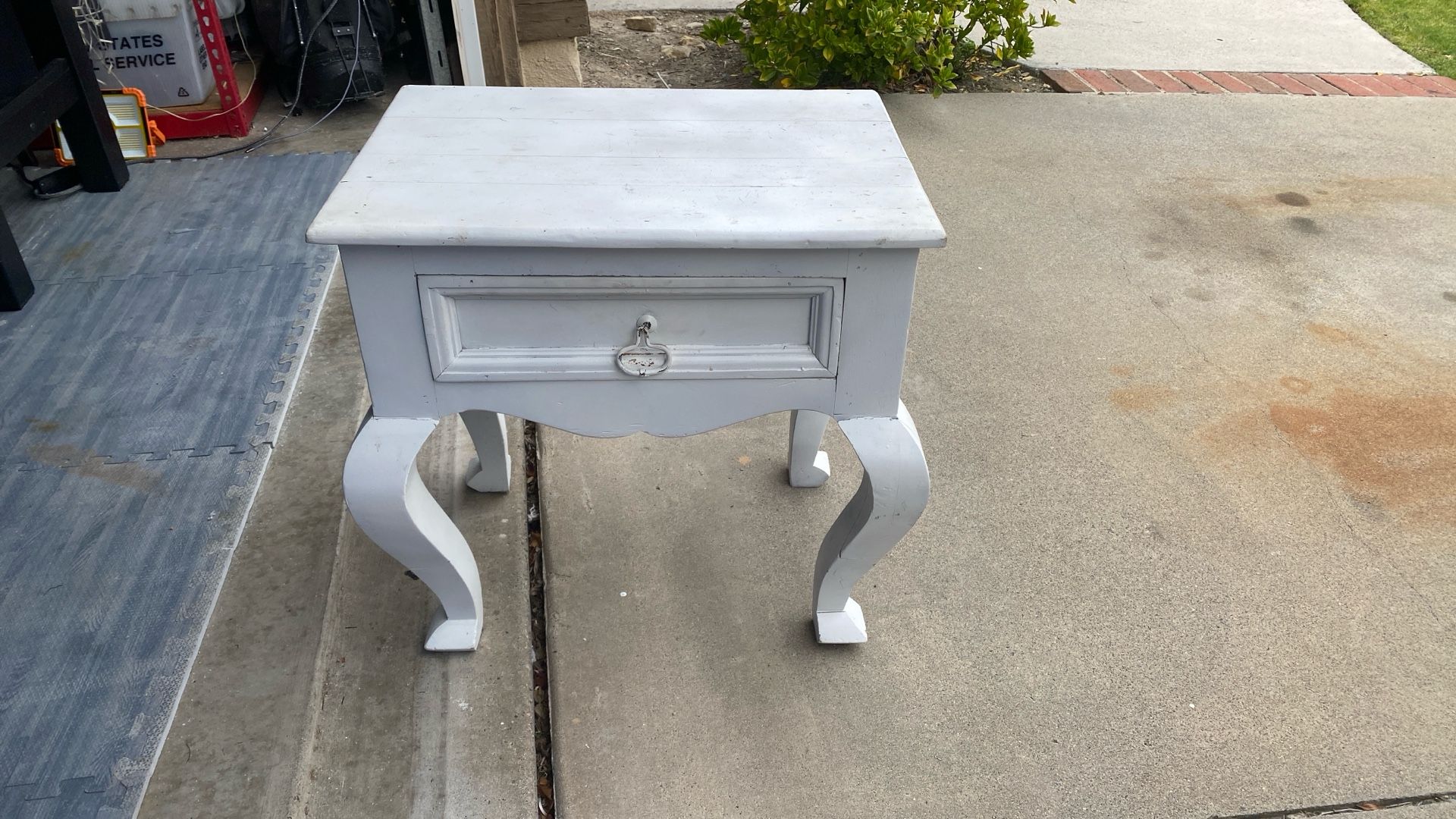 White Wooden End Table