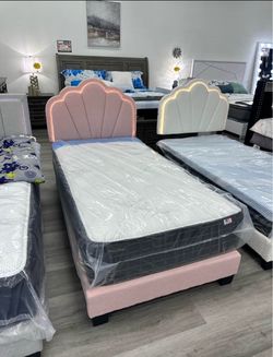New twin bed frame with mattress