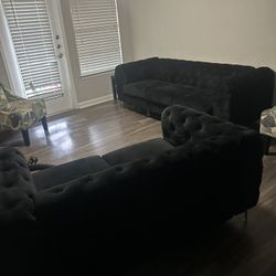 Living Room Black& Silver Sofa 
