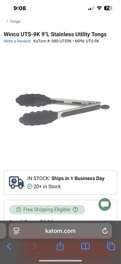 9” Silicon Tongs With Stainless Steel (4pack For $5)