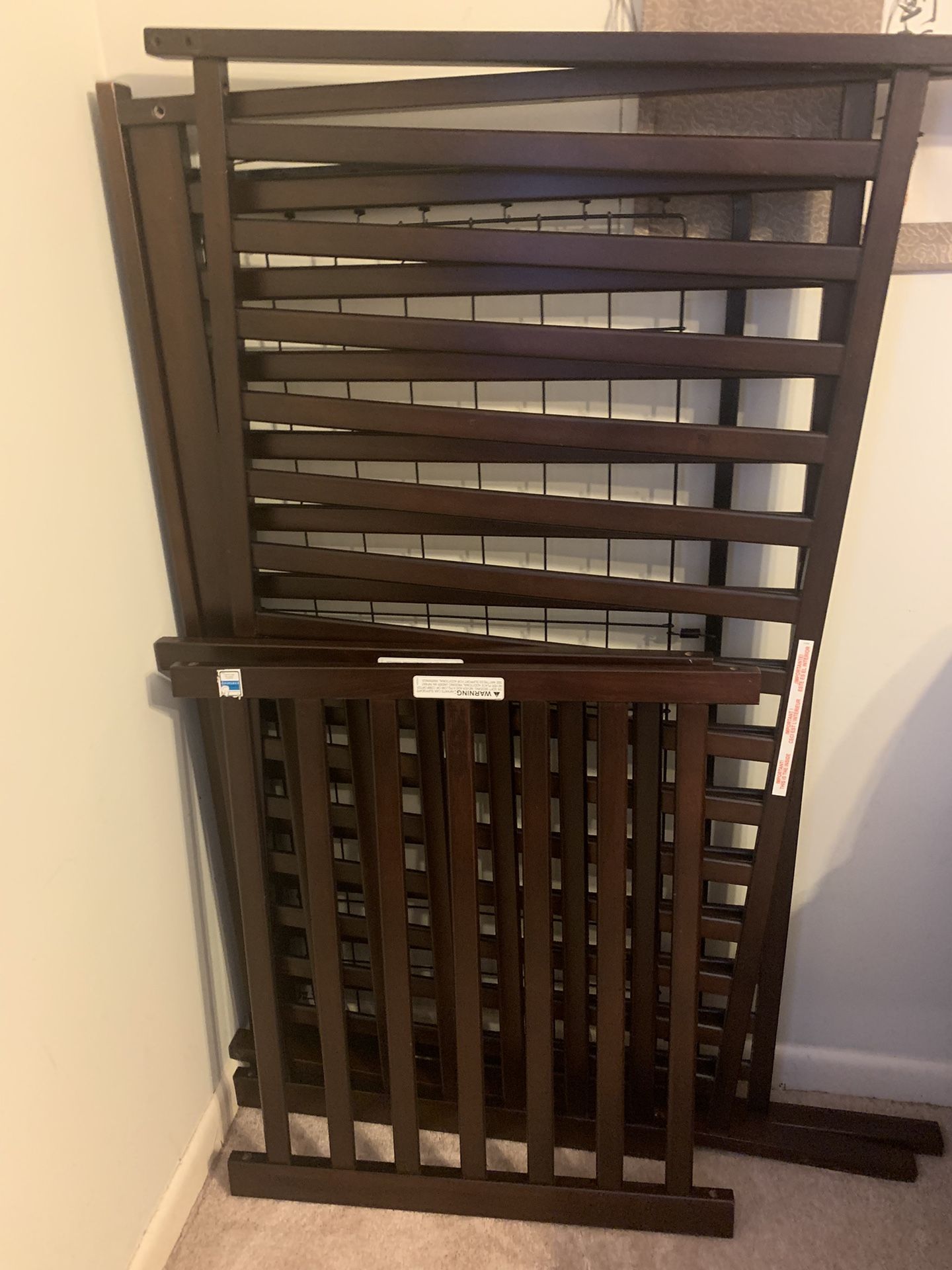 Beautiful Dark Wood Toddler Bed & Mattress