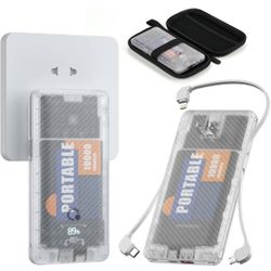 10000mAh Portable Charger,Q Slim USB C Power Bank,5 Output Dual Input 20W Travel External Battery Pack with Built-in Cables and AC Wall Plug