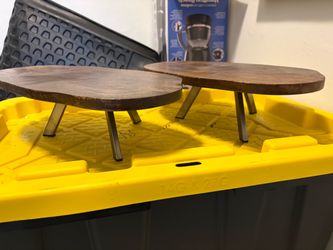 Set of 2 Round Wood Riser Stands