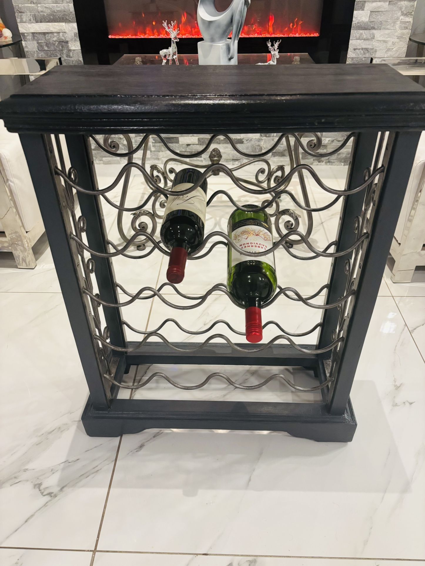 🍷✨ Elegant Iron & Wood Wine Rack – Holds 20 Bottles ✨🍷