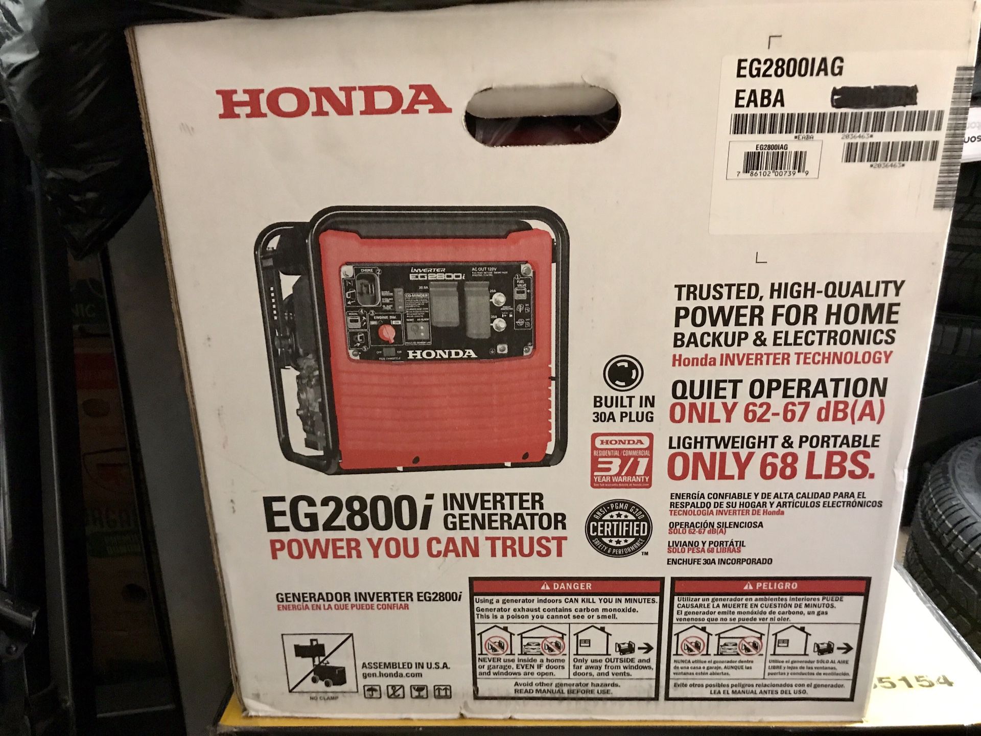 EG2800i Honda Generator BRAND NEW