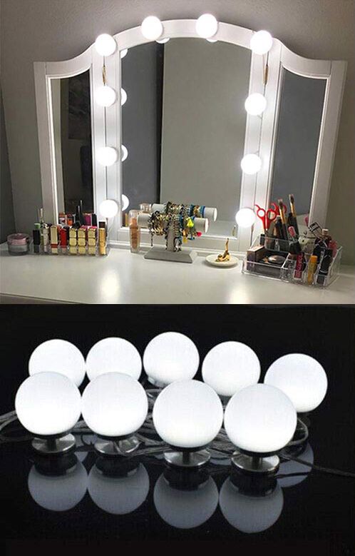 New $20 DIY Vanity Mirror Kit 10pcs Dimmable LED Light Bulb Makeup Dressing Table (USB Connection)