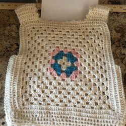 Handmade Vintage Crocheted Sleeveless Sweater Vest 