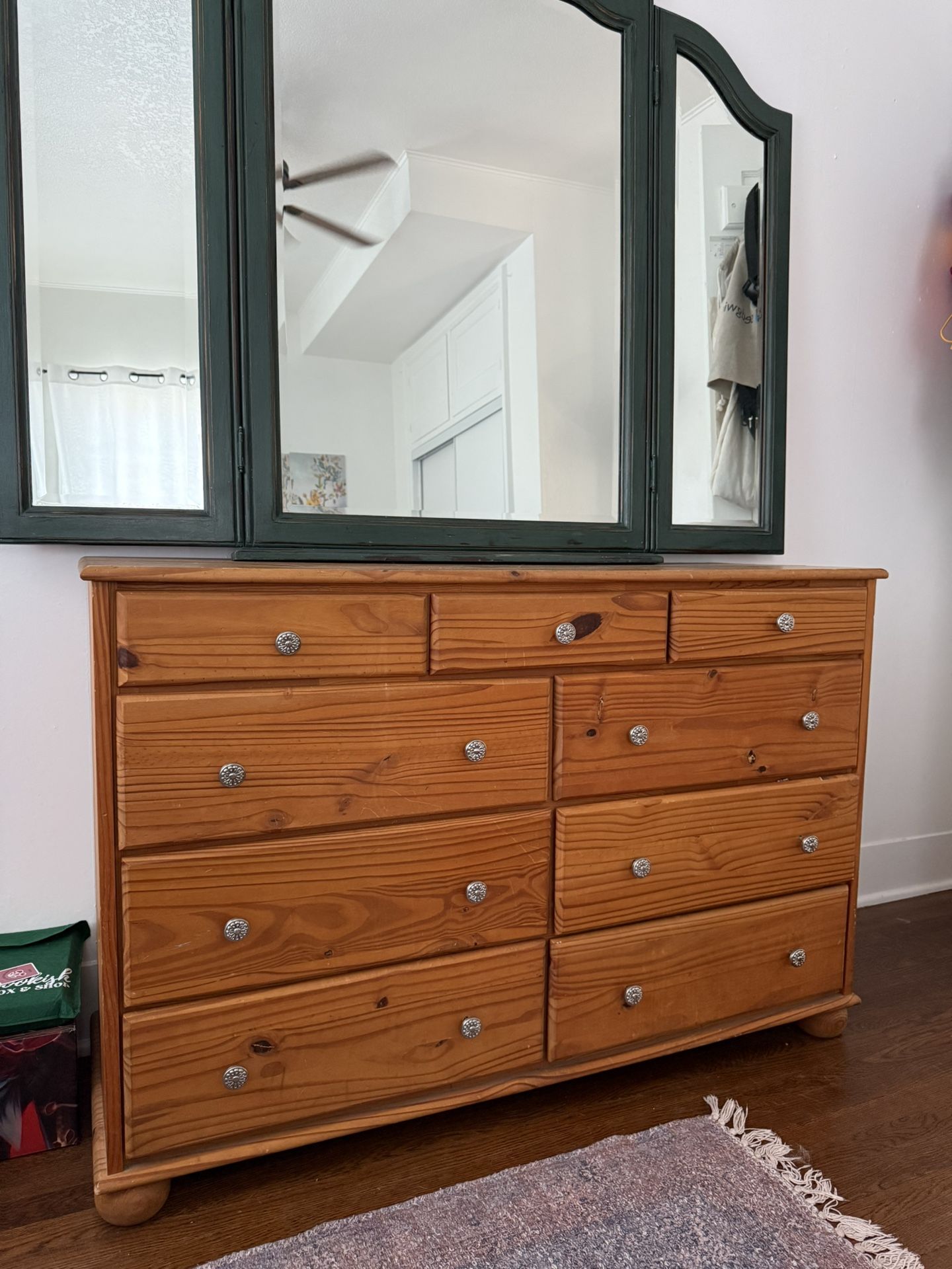 Solid Pine 9-drawer Stanton Dresser and Nightstands