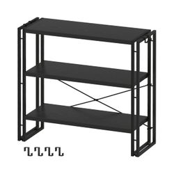 Bookshelf, 3-Tier Industrial Bookcase, Black Open Book Shelf (OPEN BOX NEVER USED)