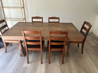 Wood Dining Table with 5 Chairs