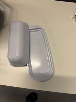 White Plastic Butter Dish with Lid