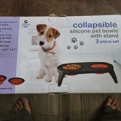 Collapsing Pet Bowls W/Stand