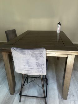 Counter height dining table and 6 chairs