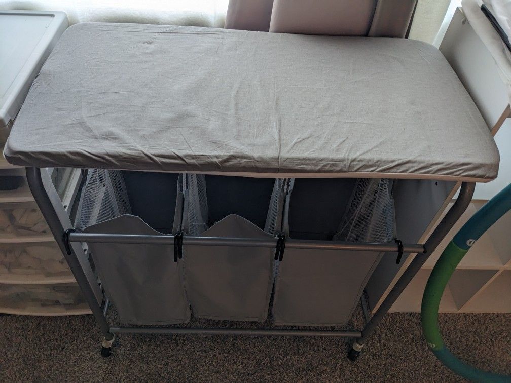 Laundry Sorter (3-bin) + Ironing Board On Wheels