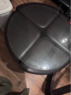 Living room table 4th chair works but can’t lean back on it the wood broke