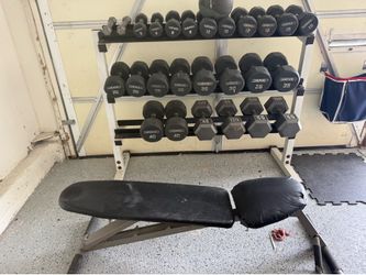 Ivanko Dumbell Set with Rack and Adjustable Bench