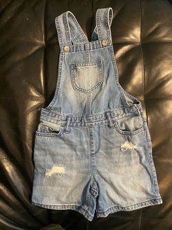 Kids Distressed Denim Overall Shorts