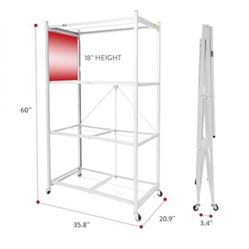4-Tier Folding Storage Shelves Heavy Duty Shelf Rack Unit with Wheels Origami