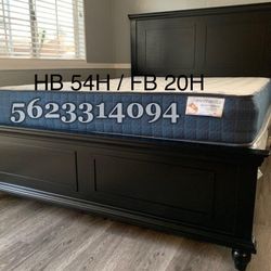 New Queen Size Black Bed W/new Mattress 