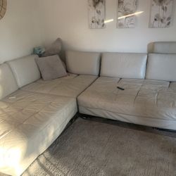 White Leather Sectional Sofa