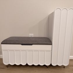 Shoe Organizer Cabinet Entryway Bench With Adjustable Shelves Cushioned Seat For Entryway Hallway Living Room