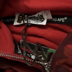 Size L Double Hoodie Red Camp Bape Hoodie