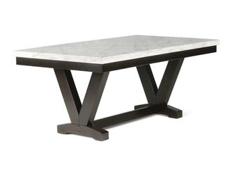 Tanner White Faux Carrara Marble & Black Dining Table