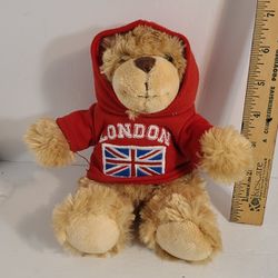 Teddy Bear Wearing Red London Hoodie Keel Toys Brown Plush