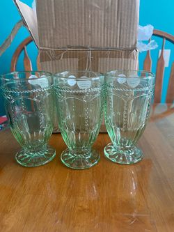 Princess House Marbella Mint Footed Glasses