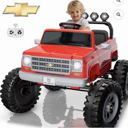 🔥Brand new🔥 Chevrolet Cheyenne 24 Volt Ride on Toys with Remote, Ride on Truck for Big Kids 3-8 Years, Wisairt Power Car Wheels with 2 Seater, Red