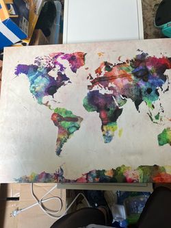 Colorful Watercolor World Map Canvas Print