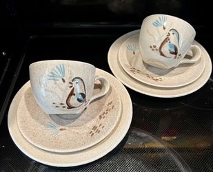 Red Wing Pottery Trio “Quail” Cup&Saucer W/Dish