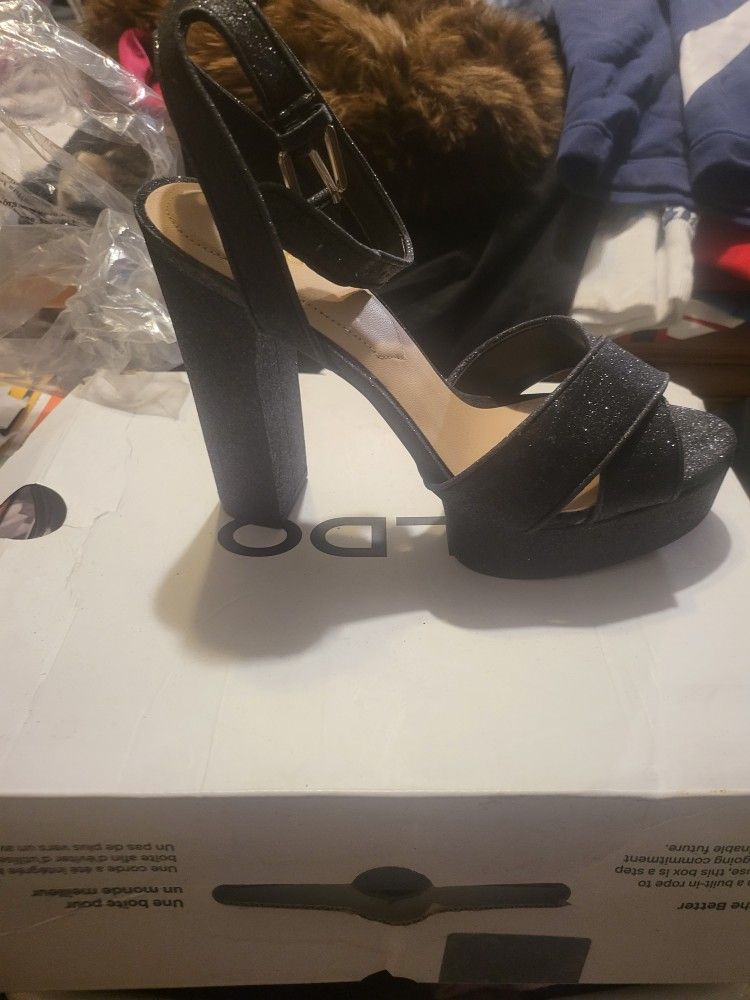Size 9 Black/glitter Heels from Aldo