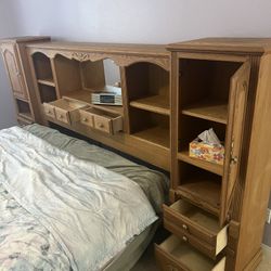 King Size Headboard, Wood, Lots Of Storage And Drawers And Space.