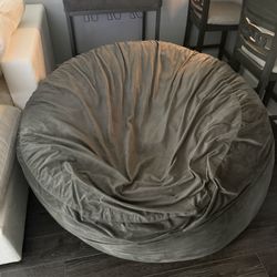 Chill Sack Bean Bag Chair: Giant 5' Memory Foam Furniture Bean Bag - Big Sofa with Soft Micro Fiber Cover - Grey Furry 