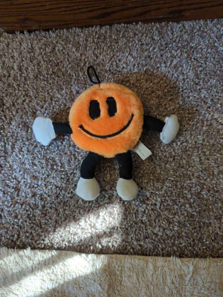 Smiley Face Plush Toy With Loop for Hanging.
