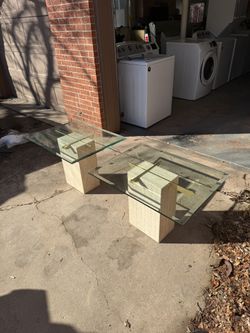 Delivery! Unique Retro Stone & Glass End Tables