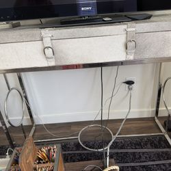 Horsehair Accent Table With Storage