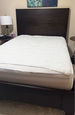 Dark Brown Queen Bed Frame with Storage