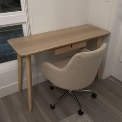 Modern Wood Desk + Rolling Chair Set