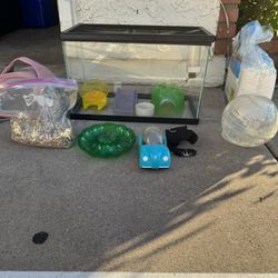 Hamster Small Animal Habitat With Carrier, Hamster Leash & Harness, Bedding, Hamster Ball, Water Bottle , Food, Food Bowl & Other Accessories 