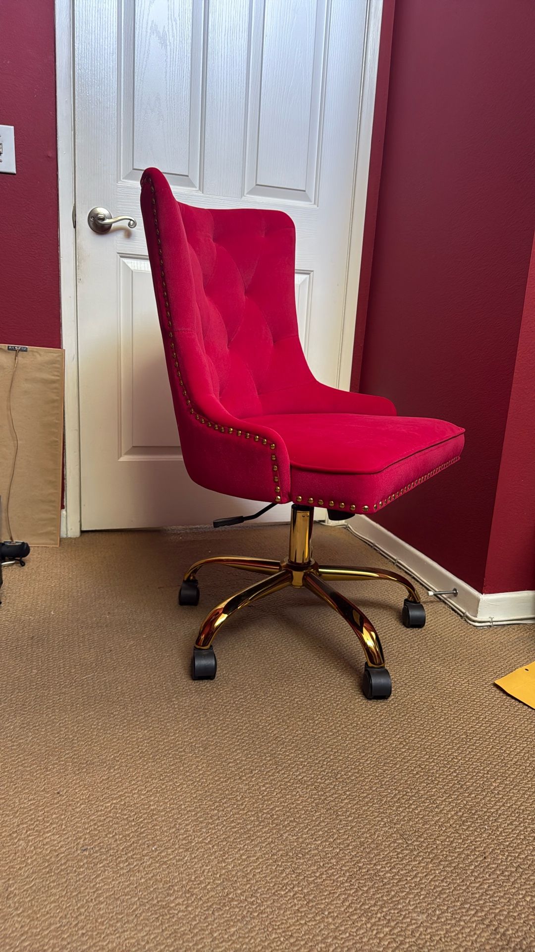 Red Velvet Office Chair